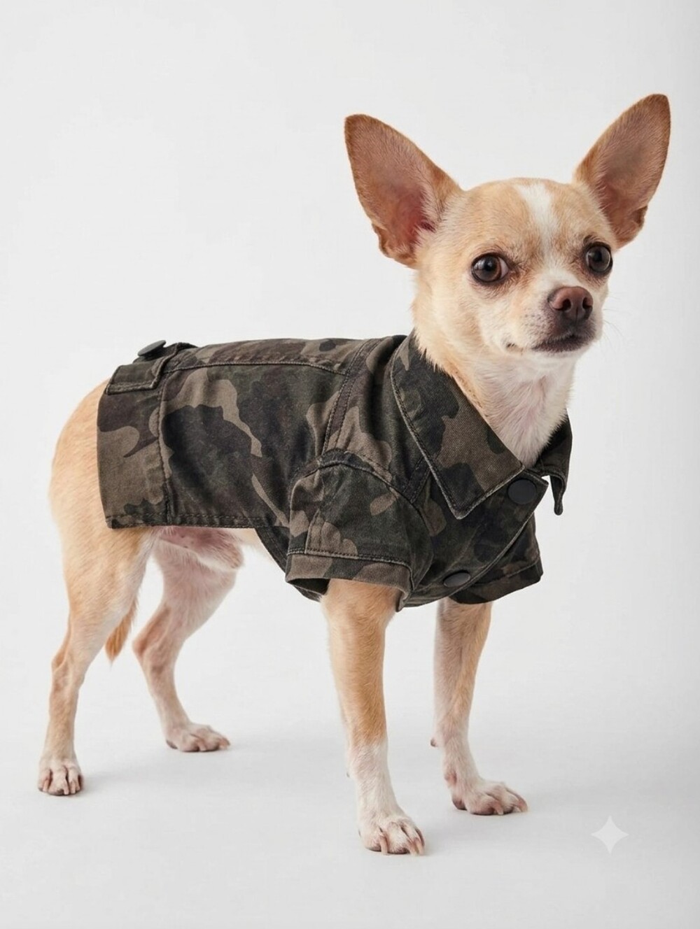 DL1961 Fido Canine Designer Camo Denim Trucker Jacket Dog Jacket Size XS